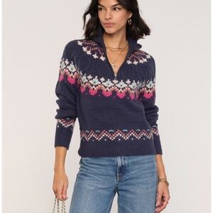 Heirloom Fair Isle Half Zip Sweater Size M